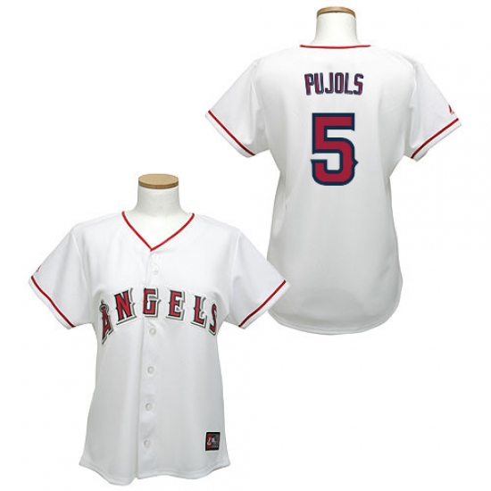 Women's Majestic Los Angeles Angels of Anaheim 5 Albert Pujols Authentic White MLB Jersey