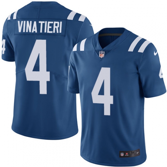 Men's Nike Indianapolis Colts 4 Adam Vinatieri Royal Blue Team Color Vapor Untouchable Limited Player NFL Jersey