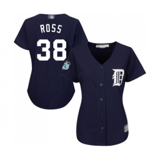 Women's Detroit Tigers 38 Tyson Ross Replica Navy Blue Alternate Cool Base Baseball Jersey