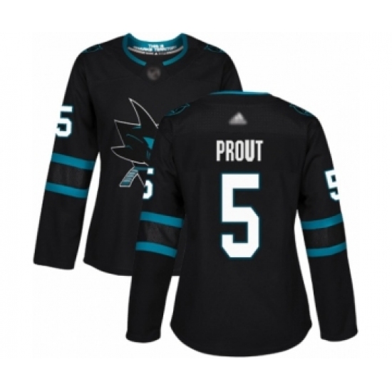 Women's San Jose Sharks 5 Dalton Prout Authentic Black Alternate Hockey Jersey