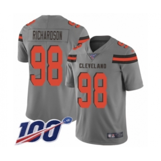 Men's Cleveland Browns 98 Sheldon Richardson Limited Gray Inverted Legend 100th Season Football Jersey