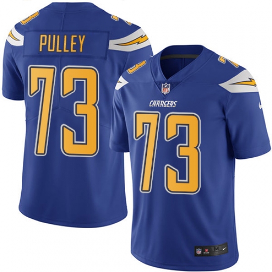 Men's Nike Los Angeles Chargers 73 Spencer Pulley Limited Electric Blue Rush Vapor Untouchable NFL Jersey