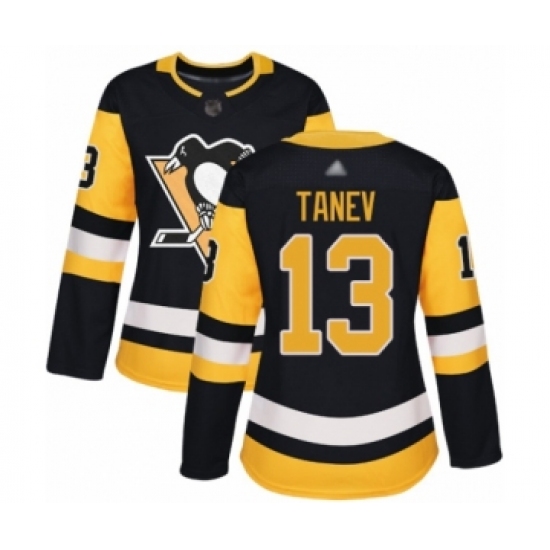 Women's Pittsburgh Penguins 13 Brandon Tanev Authentic Black Home Hockey Jersey