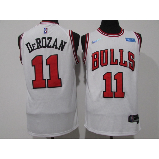 Men's Chicago Bulls 11 DeMar DeRozan White Edition Swingman Stitched Basketball Jersey