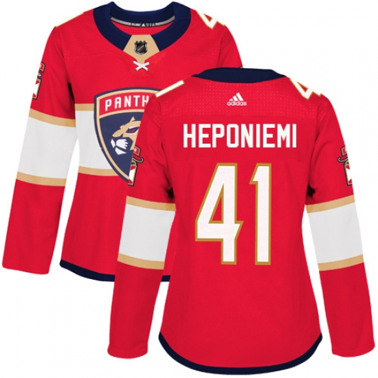 Women's Adidas Florida Panthers 41 Aleksi Heponiemi Authentic Red Home NHL Jersey