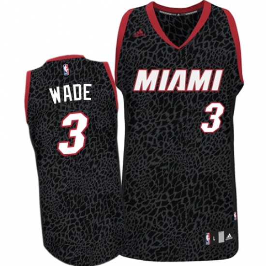 Men's Adidas Miami Heat 3 Dwyane Wade Swingman Black Crazy Light NBA Jersey