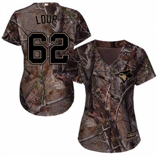 Women's Majestic Toronto Blue Jays 62 Aaron Loup Authentic Camo Realtree Collection Flex Base MLB Jersey