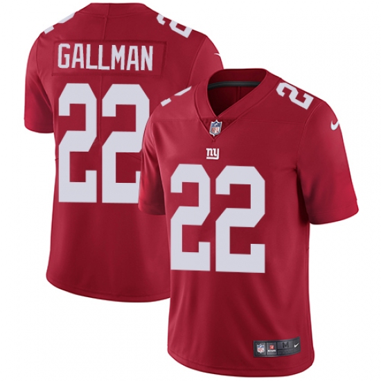 Men's Nike New York Giants 22 Wayne Gallman Red Alternate Vapor Untouchable Limited Player NFL Jersey