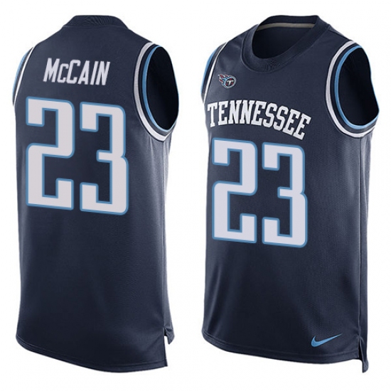 Men's Nike Tennessee Titans 23 Brice McCain Limited Navy Blue Player Name & Number Tank Top NFL Jersey