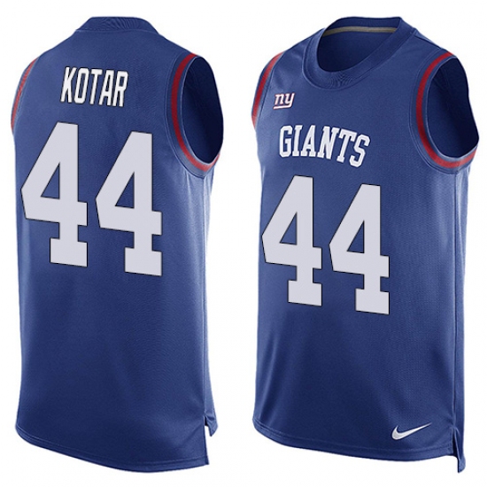 Men's Nike New York Giants 44 Doug Kotar Limited Royal Blue Player Name & Number Tank Top NFL Jersey