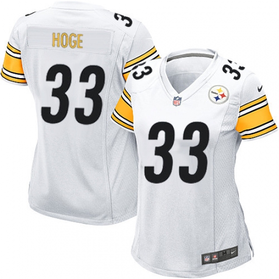 Women's Nike Pittsburgh Steelers 33 Merril Hoge Game White NFL Jersey