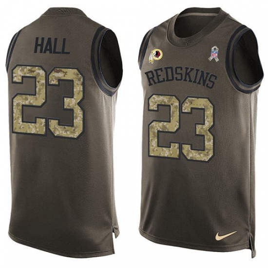 Men's Nike Washington Redskins 23 DeAngelo Hall Limited Green Salute to Service Tank Top NFL Jersey