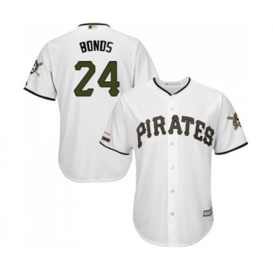 Men's Pittsburgh Pirates 24 Barry Bonds Replica White Alternate Cool Base Baseball Jersey