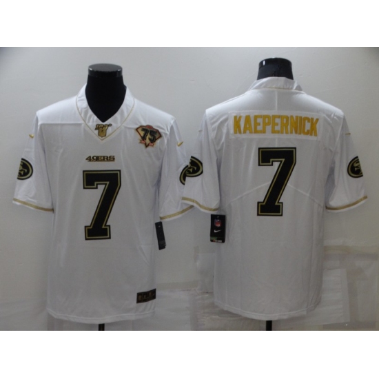 Men's San Francisco 49ers 7 Colin Kaepernick Nike White-Gold Limited Throwback Jersey