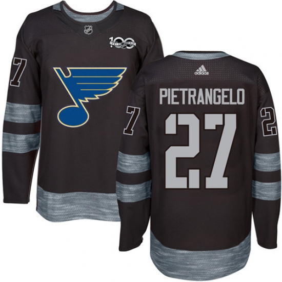 Men's Adidas St. Louis Blues 27 Alex Pietrangelo Authentic Black 1917-2017 100th Anniversary NHL Jersey