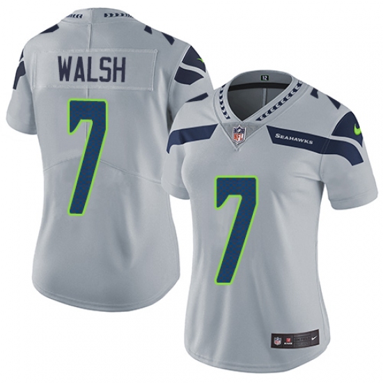 Women's Nike Seattle Seahawks 7 Blair Walsh Elite Grey Alternate NFL Jersey