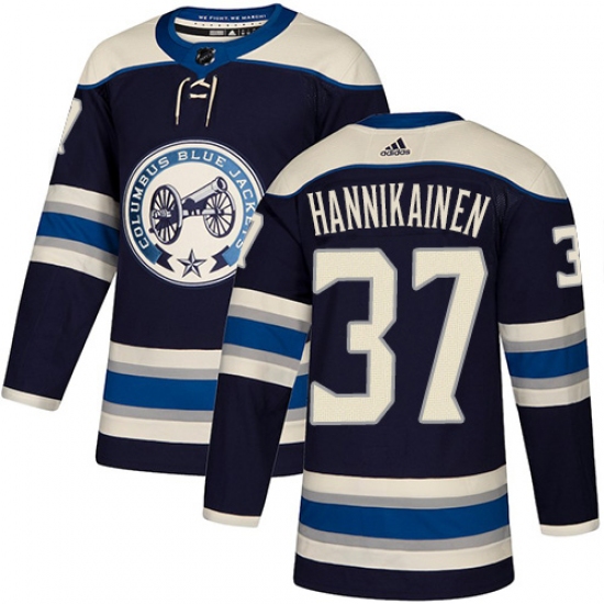 Youth Adidas Columbus Blue Jackets 37 Markus Hannikainen Authentic Navy Blue Alternate NHL Jersey