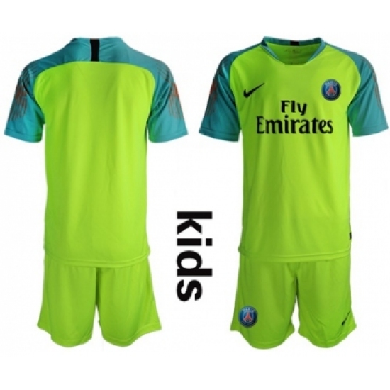 Paris Saint Germain Blank Shiny Green Goalkeeper Kid Soccer Club Jersey