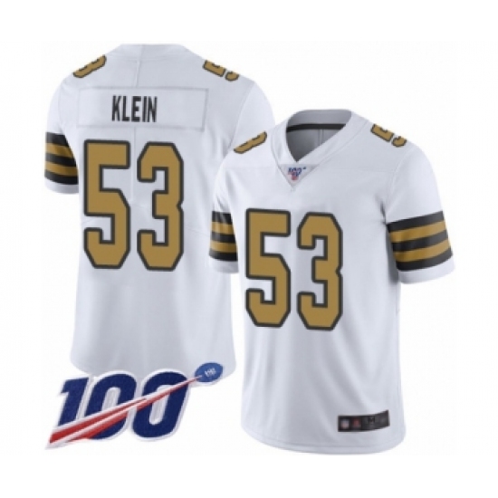 Men's New Orleans Saints 53 A.J. Klein Limited White Rush Vapor Untouchable 100th Season Football Jersey