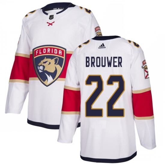 Men's Adidas Florida Panthers 22 Troy Brouwer Authentic White Away NHL Jersey