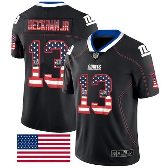 Men's Nike New York Giants 13 Odell Beckham Jr Limited Black Rush USA Flag NFL Jersey