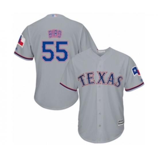 Youth Texas Rangers 55 Kyle Bird Authentic Grey Road Cool Base Baseball Player Jersey