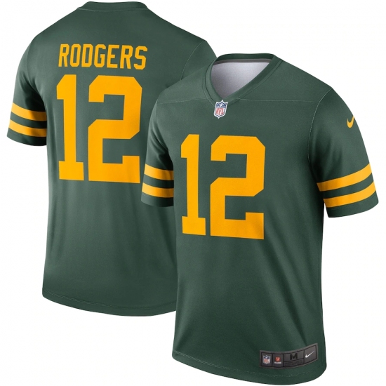 Men's Green Bay Packers 12 Aaron Rodgers Nike Green Alternate Legend Player Jersey