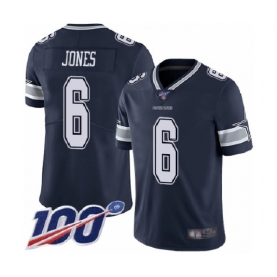 Men's Dallas Cowboys 6 Chris Jones Navy Blue Team Color Vapor Untouchable Limited Player 100th Season Football Jersey