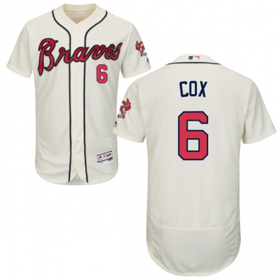 Men's Majestic Atlanta Braves 6 Bobby Cox Cream Alternate Flex Base Authentic Collection MLB Jersey