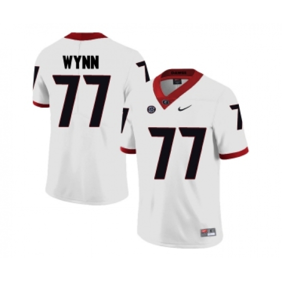 Georgia Bulldogs 77 Isaiah Wynn White College Football Jersey