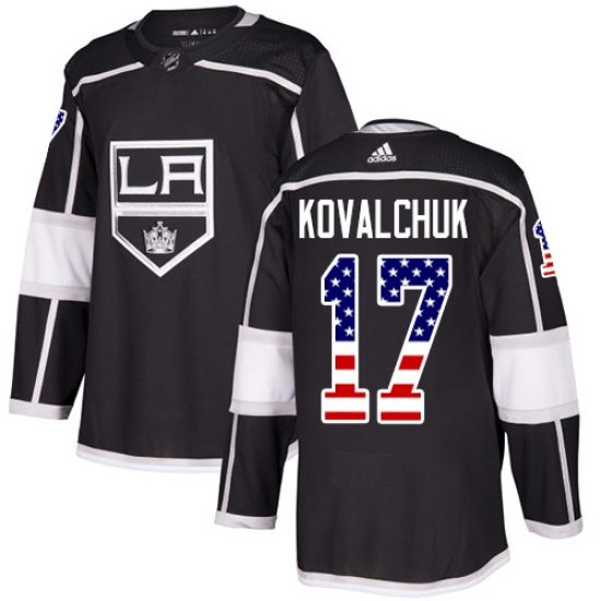 Men's Adidas Los Angeles Kings 17 Ilya Kovalchuk Black Home Authentic USA Flag Stitched NHL Jersey