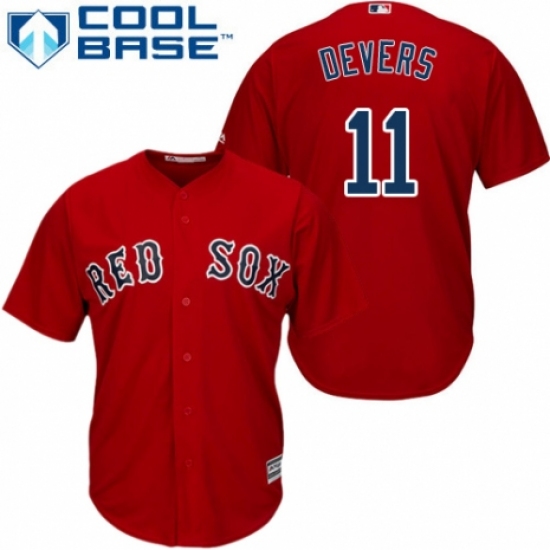 Men's Majestic Boston Red Sox 11 Rafael Devers Replica Red Alternate Home Cool Base MLB Jersey