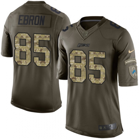 Men's Nike Detroit Lions 85 Eric Ebron Elite Green Salute to Service NFL Jersey