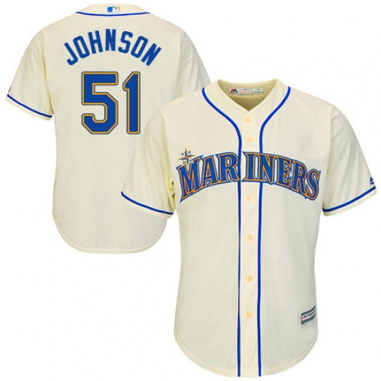 Men's Majestic Seattle Mariners 51 Randy Johnson Replica Cream Alternate Cool Base MLB Jersey