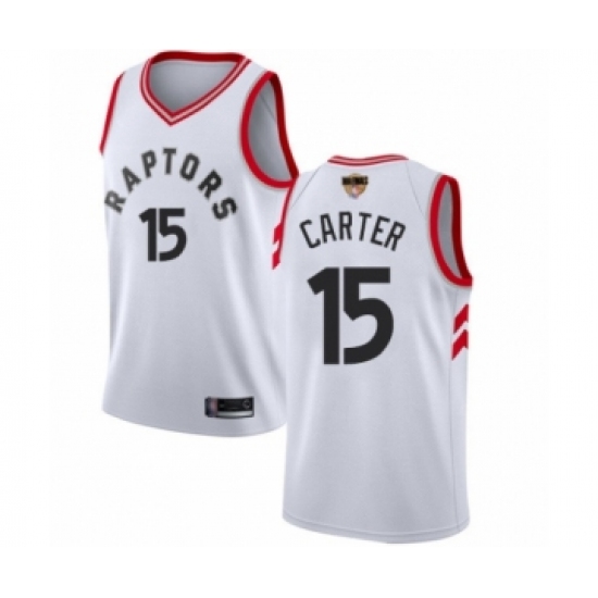 Youth Toronto Raptors 15 Vince Carter Swingman White 2019 Basketball Finals Bound Jersey - Association Edition