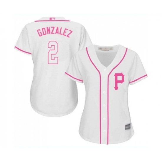 Women's Pittsburgh Pirates 2 Erik Gonzalez Replica White Fashion Cool Base Baseball Jersey