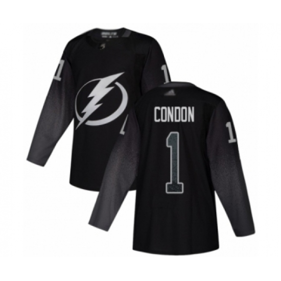 Youth Tampa Bay Lightning 1 Mike Condon Authentic Black Alternate Hockey Jersey