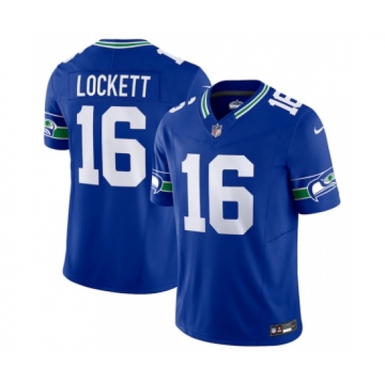Men's Nike Seattle Seahawks 16 Tyler Lockett Royal 2023 F.U.S.E. Vapor Limited Throwback Stitched Jersey