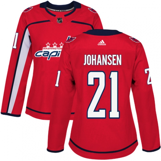 Women's Adidas Washington Capitals 21 Lucas Johansen Authentic Red Home NHL Jersey