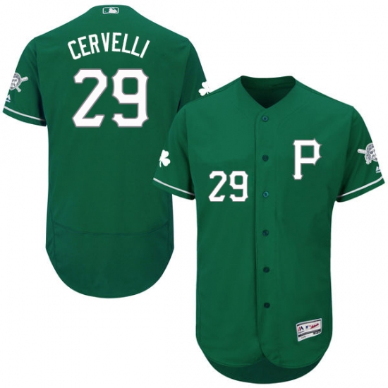 Men's Majestic Pittsburgh Pirates 29 Francisco Cervelli Green Celtic Flexbase Authentic Collection MLB Jersey