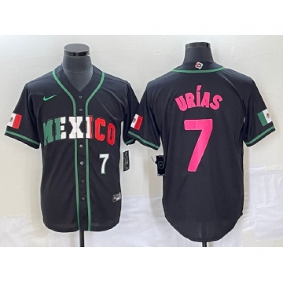 Men's Mexico Baseball 7 Julio Urias Number 2023 Black World Baseball Classic Stitched Jersey1