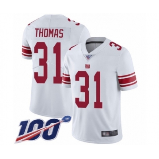 Men's New York Giants 31 Michael Thomas White Vapor Untouchable Limited Player 100th Season Football Jersey