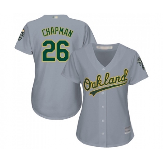 Women's Oakland Athletics 26 Matt Chapman Replica Grey Road Cool Base Baseball Jersey