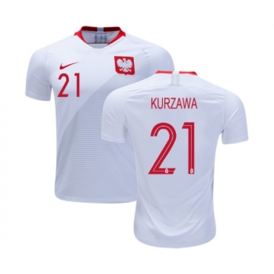 Poland 21 KURZAWA Home Soccer Country Jersey