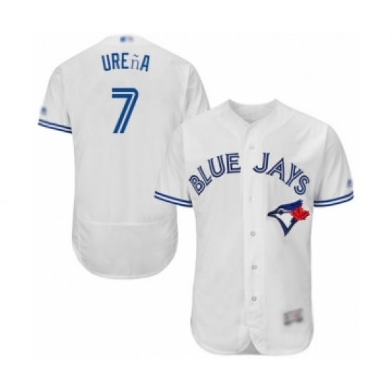 Men's Toronto Blue Jays 7 Richard Urena White Home Flex Base Authentic Collection Baseball Player Jersey