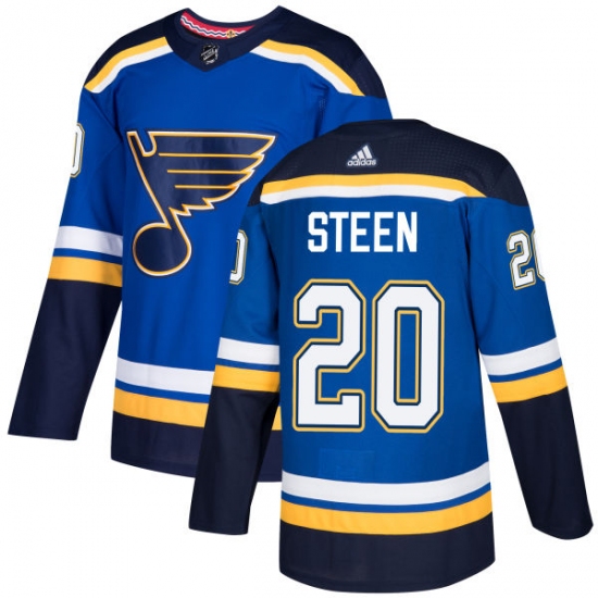 Men's Adidas St. Louis Blues 20 Alexander Steen Authentic Royal Blue Home NHL Jersey