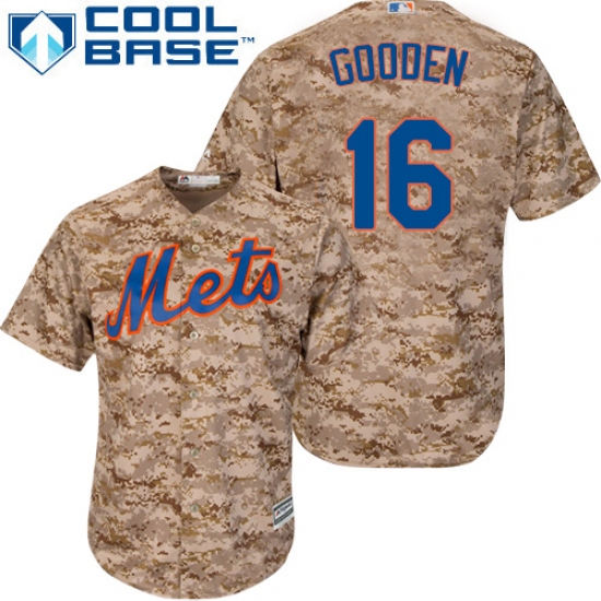 Men's Majestic New York Mets 16 Dwight Gooden Authentic Camo Alternate Cool Base MLB Jersey