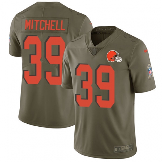 Men's Nike Cleveland Browns 39 Terrance Mitchell Limited Olive 2017 Salute to Service NFL Jersey