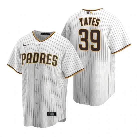 Men's Nike San Diego Padres 39 Kirby Yates White Brown Home Stitched Baseball Jersey