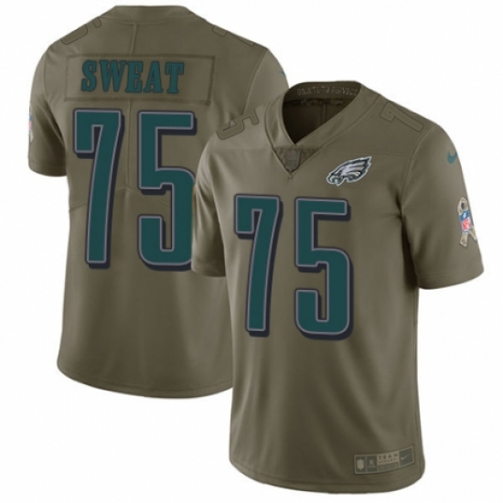 Men's Nike Philadelphia Eagles 75 Josh Sweat Limited Olive 2017 Salute to Service NFL Jersey